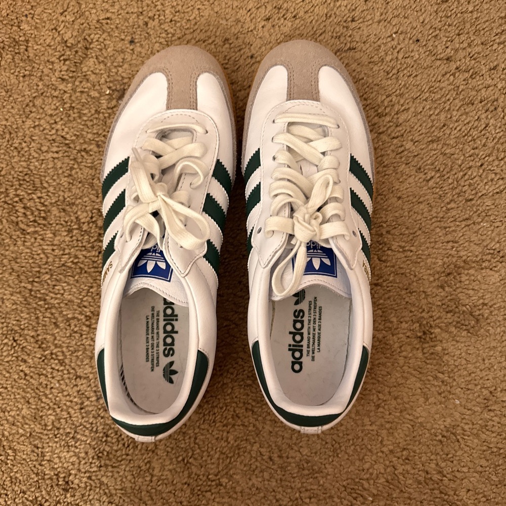 adidas sambas green and white size 9 women’s size 8 men